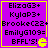 Purple square with yellow border containing four identical text blocks listing names and "BFFL'S!" with a yellow Pac-Man icon.