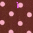 Brown background with pink polka dots and three distinct purple letters 'i', 'u', 'p' positioned at top-left, bottom-center, and top-right.