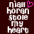 Two side-by-side pixelated text displays on dark brown background, one with pink heart symbol above 'nian' and the other without.