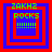 Green text 'ZAKHE', 'ROCKS', and multiple exclamation marks appear within nested red and blue square borders on a solid red background.