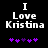 Black background displays white text "I Love Kristina" with purple heart symbols below, showing two animation frames where heart positions shift left to right.