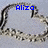 Pixelated icon with blue text 'Aliza' over a gray background framed by a curved black-and-white border.