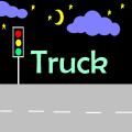Animated contact sheet of a hot dog truck icon showing frame-by-frame changes against a night sky background with traffic lights and clouds.