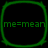 Four identical green square icons with rounded corners arranged in a on black background, each containing text 'me=mean' in pixelated font