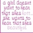 A static pixelated image with pink and white tones showing partial text fragments including 'girl', 'to', 'the', 'be', 'and', 'of' arranged in a scattered layout.