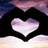A heart-shaped icon with a gradient fill transitions from solid to displaying the word 'love' inside, set against a dark background with purple and blue tones.