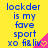Yellow background with blue text reading 'locker is my fave sport xo filiv' and a pink triangular shape containing a yellow heart, repeated three times horizontally.