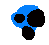 Blue and black skull icon with red liquid dripping from eye sockets and mouth, transitioning through of increasing red liquid coverage