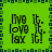 Green background with dark blue and light green pixelated border, four identical text blocks arranged in a displaying 'I've love it.' in stylized font