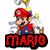 Pixel art of Mario with multiple text overlays in different colors and styles, showing animation changes across frames.