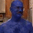 A static image shows a blue-skinned person with short hair against an indoor background, accompanied by pixelated text reading "Tobias Fünke" and "I'm Afraid I Just... Blue Myself.".