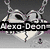 A static buddy icon with a heart-shaped pendant on a chain, overlaid text reading "Alexa-Deon," and a gray background.