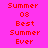 Pixelated red text reads 'Summer 08 Best Summer Ever' on four distinct background colors: bright pink, olive green, neon green, and muted gray.