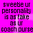 Pixelated text on a bright pink background repeats 'sweebe ur personality is as fake as ur coach purse' in two vertical with a faint white 'X' shape overlay