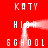 Red background with white pixelated text forming 'KOTY HIGH SCHOOL' in a pattern, animated to pulse and shift horizontally