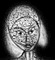 A grayscale cartoon-style icon of a woman with shoulder-length hair, showing three distinct facial expressions