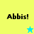 Four display "Abbis!" text with star symbols on colored backgrounds; two stars change color between frames