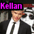A pixelated image with two distinct sections: a person in formal attire and an animated heart symbol.