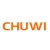 Pixelated orange text spelling CHUWI on a white background with light blue and beige pixel artifacts.