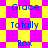 A static image with a yellow and magenta checkered background displaying the words Grace, Totally, and Rox in blue text arranged in a pattern