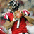 Pixelated image of a person in a red sports uniform with white accents, positioned next to text on a solid red background.