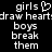Pixelated text and a heart symbol on black background, with two side-by-side versions showing identical content.