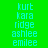 text-based icons on green and blue backgrounds, displaying names in light blue pixelated font