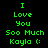 Green pixelated text on black background reads "I Love You Soo Much Kayla (:" with a circular light effect in some frames.