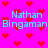 Pixelated text 'Nathan Bingaman' in cyan appears over a bright pink background with scattered red heart shapes.