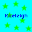 Blue background with green stars and repeated blue text 'Kaeleigh' in pixelated font.