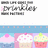 Pixelated image with stylized text above three cupcake icons on a pastel background.
