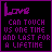 A static contact sheet of seven identical pixel art frames showing a black background with purple text reading "Love CAN TOUCH US ONE TIME AND LAST FOR A LIFETIME" in a retro digital style.