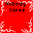 Red background with white pixelated border and four instances of "Nobody Cares" text in black, arranged symmetrically around a central snowflake-like pattern.