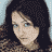 A pixelated image of a woman in a patterned dress with long dark hair, showing sequential pose changes from left to right.