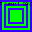 Four green square icons with purple borders arranged in a , each containing nested squares and text reading "I heart CALI" above them