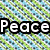 Four distinct pixelated text labels on separate backgrounds: Peace, Love, Cel, and a blank gray