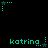 Pixelated teal text 'katring' with star and dot accents on black background, repeated in with subtle animation changes