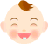 Two side-by-side pixelated baby faces with brown hair, closed eyes on the left and open eyes on the right, both smiling with pink cheeks.