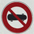 Red circular prohibition sign with a diagonal line crossing out a black rectangular object on a white background.
