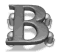A static image of a stylized metallic letter B with rounded edges and decorative swirls on a white background.