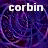 Two identical animated frames of a buddy icon featuring the text 'corbin' over a purple and blue swirling background with circular motion effects.