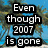 Pixelated beach scene with palm trees and blue sky, overlaid with black text blocks reading "Even though 2007 is gone we will never forget the summer of '07."