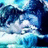 Pixelated blue-toned image with abstract wave-like patterns on left, cyan text blocks reading 'never let go of that promise' on right.