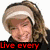 A static image of two people with overlaid red text reading "Live every don't let go" and partial text "second here I now" on a dark background.