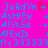 Pixelated blue text on bright pink background with red heart symbol, showing repeated names and plus signs in