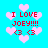 Pixelated cyan background with pink hearts and red text reading "I LOVE JOEY!!!" followed by two heart symbols.