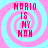 Pixelated text 'MARIO IS MY MOH' in red over pink and cyan spiral background with four identical quadrants.