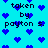 Pixelated blue heart shapes and repeated text 'taken by payton s.' on a cyan background, with no visible animation changes.