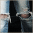 A pixelated image of a person's lower legs in ripped jeans, with text elements on red and gray backgrounds.
