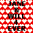 Red background with white heart pattern, black text reading JANE WILL 4 EVER repeated in two vertical